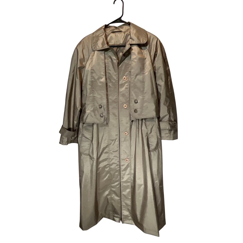 Vintage British Mist Shimmer Trench Coat, Women’s Size 8